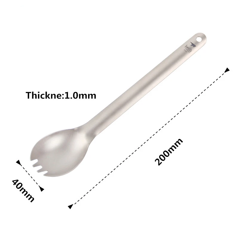 Keith Titanium Spork походная посуда для пикника с длинной ручкой Титановая Ложка