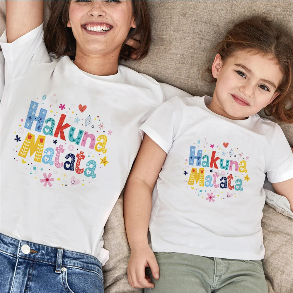 

New Disney Cute Graphics Print Summer Tees Casual White T-shirts Father Mother Daughter Son Family Matching Clothes Harajuku Top