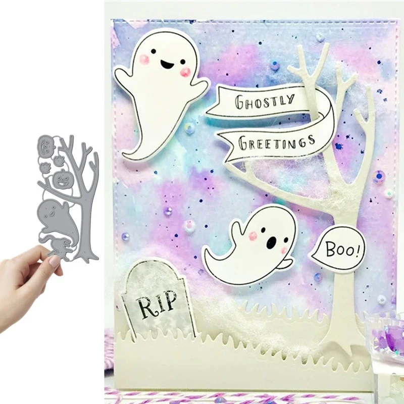 

Lngclown Halloween Metal Cutting Dies Ghost Halloween Pumpkin Stencils for Scrapbooking Photo Embossing Paper Cards Making
