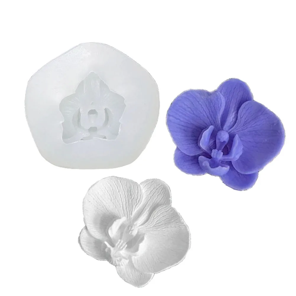 

3D DIY Aromatherapy Candle Soap Candle Chocolate Cake Decor Mould Phalaenopsis Flower Silicone Mold Home Baking Tools