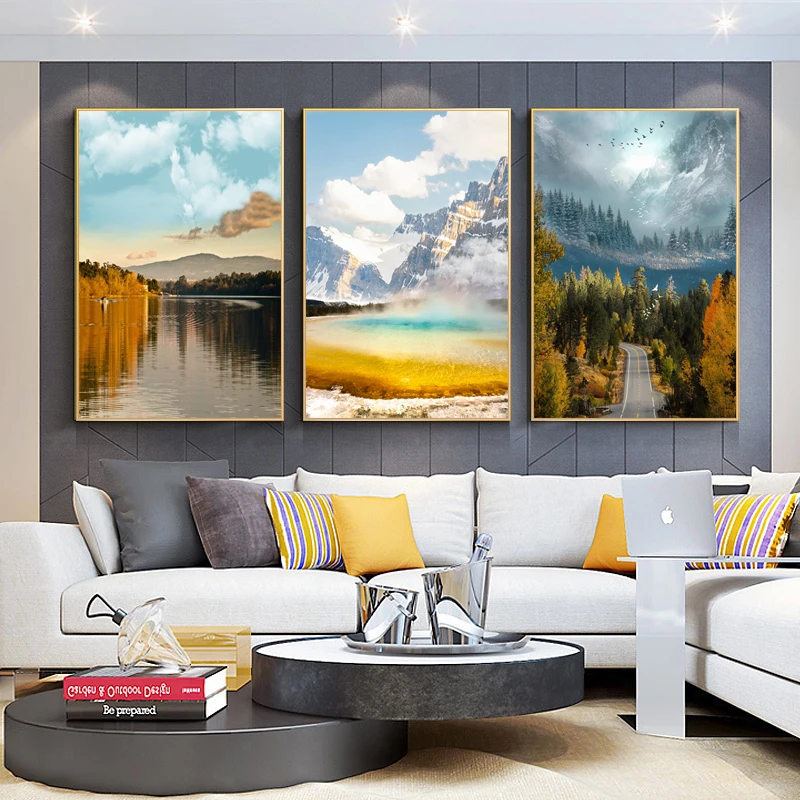 

Modern Canvas Oil Painting Magnificent Mountains And Rivers Posters And Prints For Livingroom Bedroom Art Wall Home Decoration