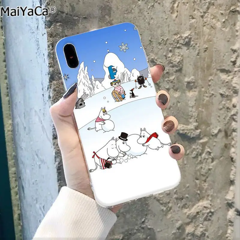MaiYaCa Бегемот Муми-Тролль милый мультфильм животных черный чехол для телефона чехол для Apple iphone 11 pro 8 7 66S Plus X XS MAX 5S SE XR