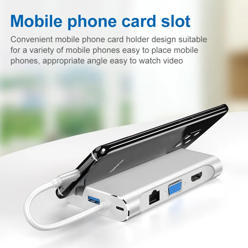 7in1 док станция USB Type C конвертер концентратор совместимому с HDMI VGA RJ45
