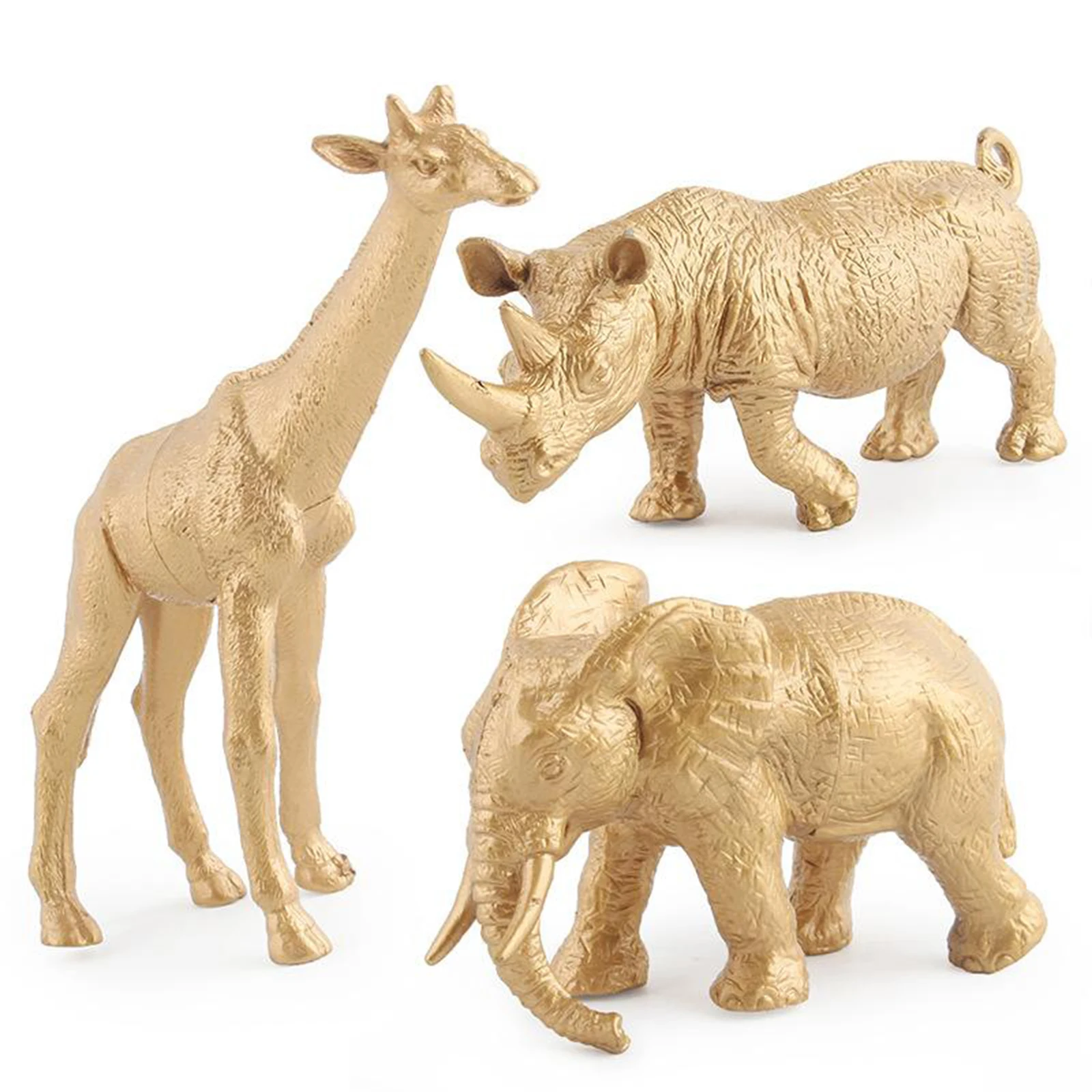 Juguetes de modelo de parque de vida salvaje, versi&oacute;n dorada, 7 piezas, animales de pl&aacute;stico, jungla forestal-1