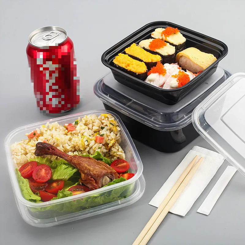 25 шт. американский стиль черный прозрачный пластиковый Ланч бокс одноразовая