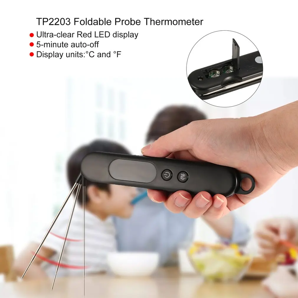 Высококачественный светодиодный складной длинный зондовый пищевой термометр