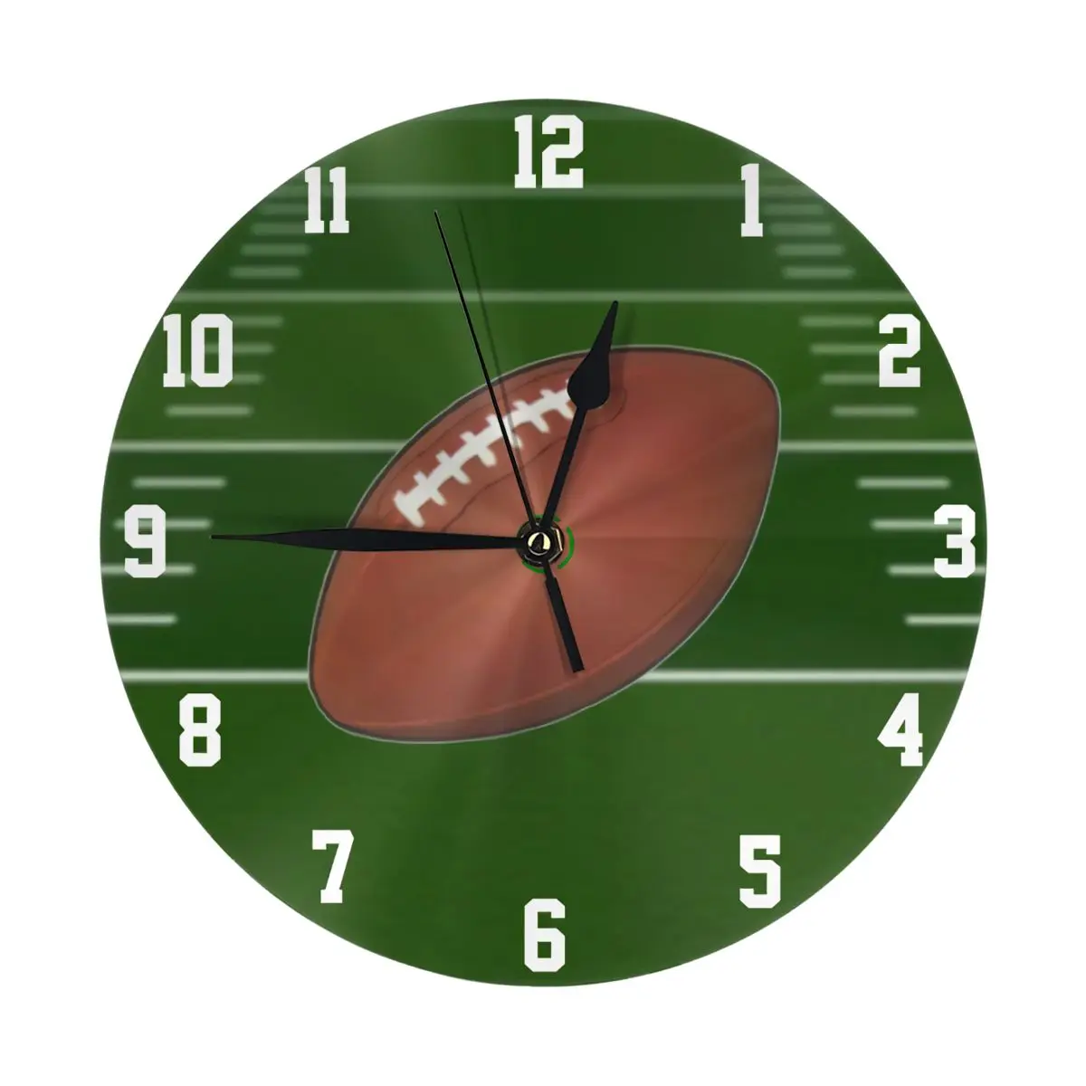 

American Football Round Wall Clock 10 Inch Silent Non Ticking Battery Operated For Living Room Kitchen Bedroom Office