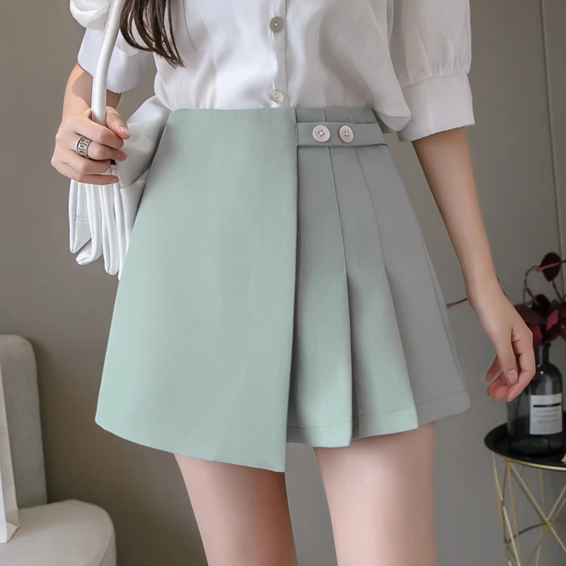 

Шорты Limiguyue женские плиссированные, летние короткие юбки, асимметричные широкие брюки, повседневные кюлоты, K549