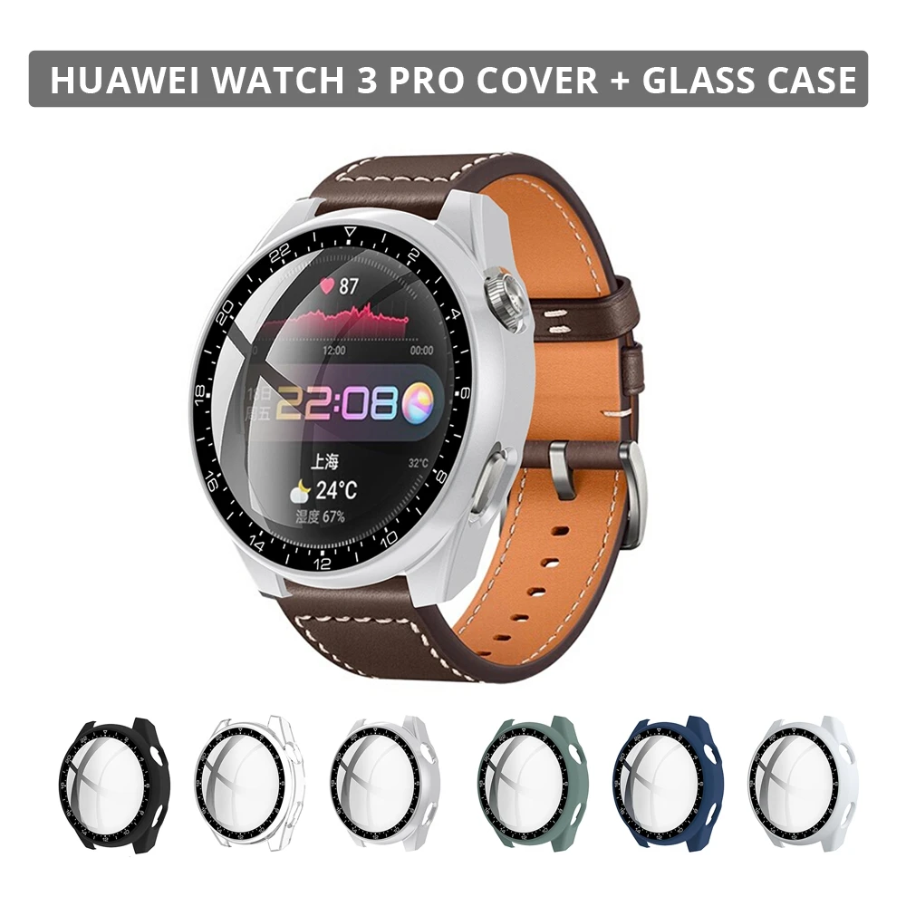 

Glass Film Case for Huawei Watch 3 pro 48mm Tempered Glass Film Case with Glass for Watch 3 pro 48mm Full Cover Hd Bumper 2021