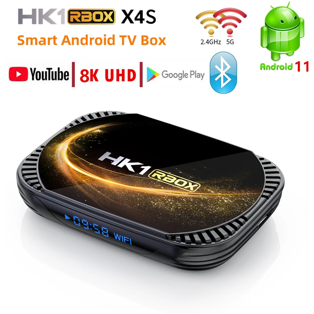 

HK1 RBOX X4S Android 11.0 Amlogic S905X4 Smart TV BOX 4GB RAM 32GB/64GB/128GB 2.4G&5G Wifi 100M LAN Youtube 8K 4K Set Top Box