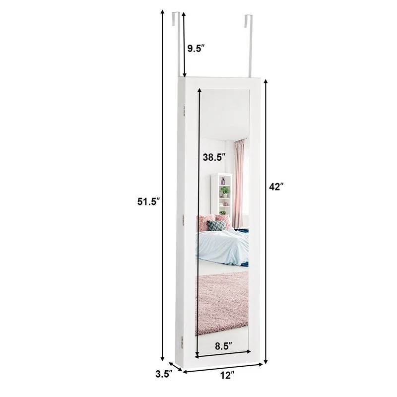 Дверной и настенный зеркальный шкаф Armoire Белый Органайзер для макияжа коробка
