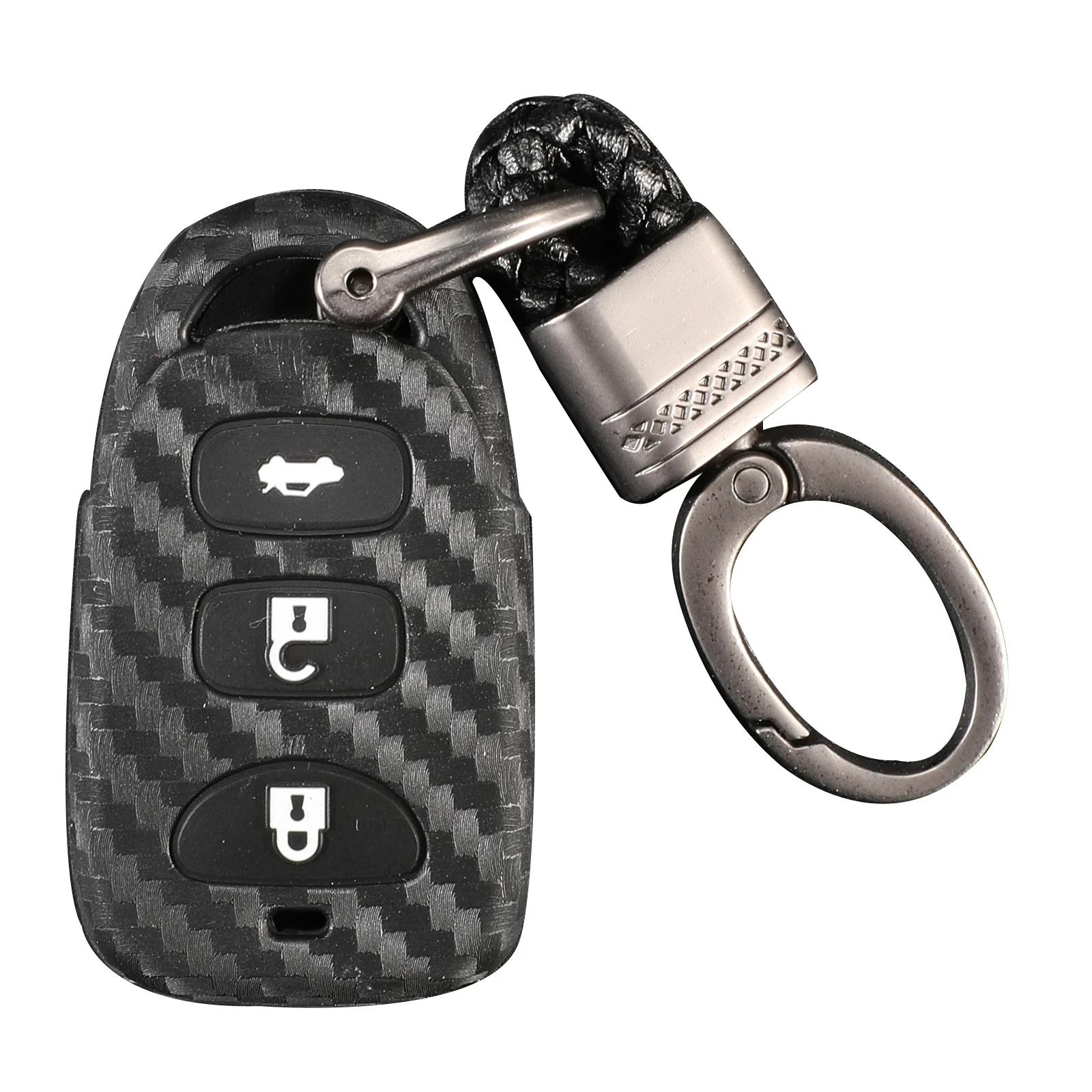 v short plait ring Jingyuqin ключ чехол силиконовый чехол Обложка для hyundai Kia Carens Fob 3+ 1/4 кнопки дистанционного ключа Fob чехол без ключа - Название цвета: v short plait ring