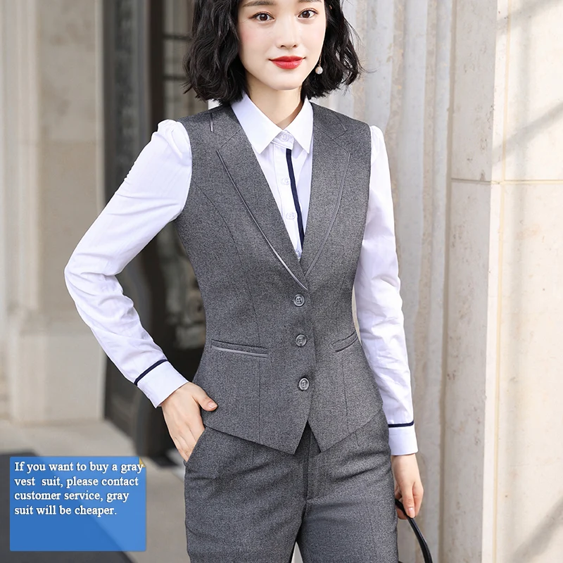 Женский деловой костюм Lenshin из 2 предметов жилет и брюки пиджак без рукавов