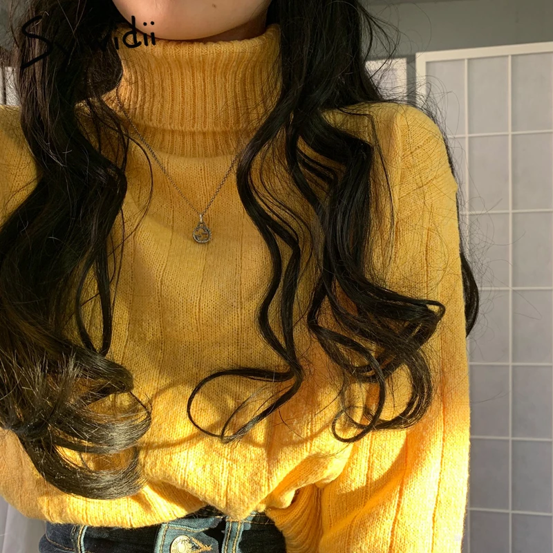 Syiwidii Водолазка Свитера для женщин осень 2021 зимняя одежда короткие стильные