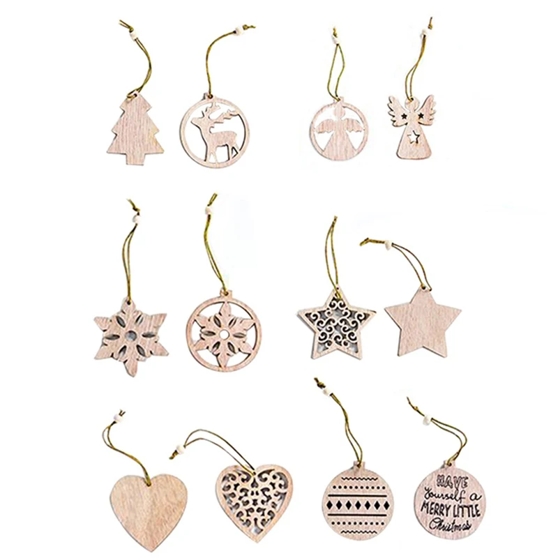 12 шт. украшения для рождественской елки с оленем различные деревянные подвесные