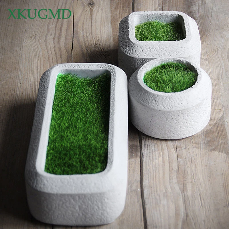 Square Wrought Iron Cement Flower Pot Desktop Arrangement Container Pencil Storage Device Home Decoration Accessories | Дом и сад