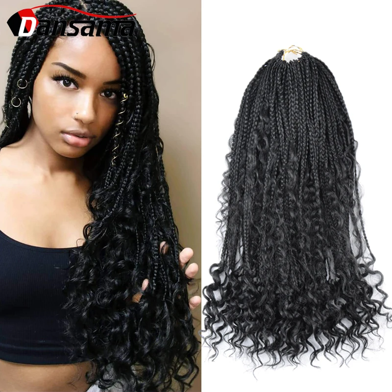 

DANSAMA 18 дюймов коробка косичек кудрявые синтетические волосы богини удлинители волос черные крючком косички для женщин