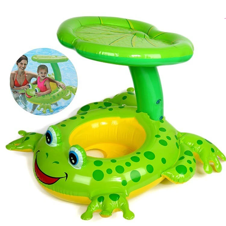 

Frog Umbrella Cap Baby Water Sunshade Inflatable Swimming Ring Inflatable Toys Pool Floats for Children Water Pool Rafts Funny