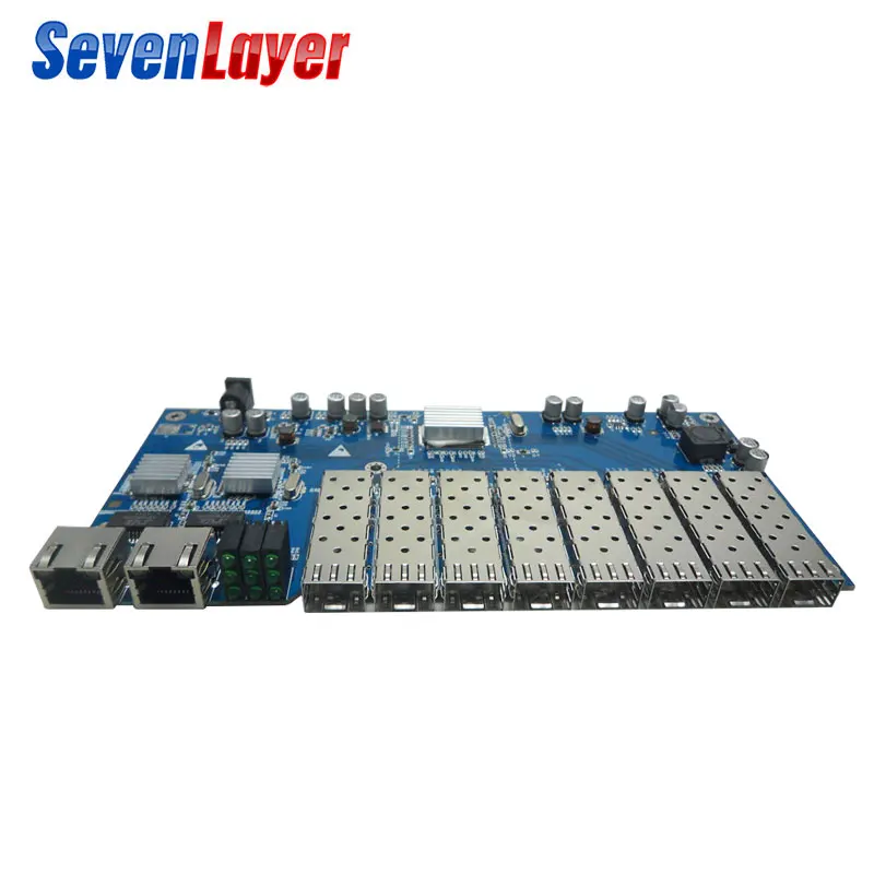 Гигабитный волоконно оптический коммутатор Ethernet 8 SFP solt 2 RJ45 PCBA board Media Converter 10/100/1000M