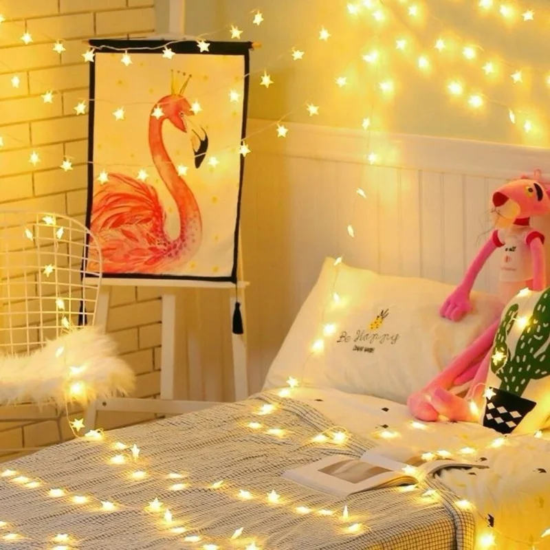 

Led 6M Star Light Small Lantern Rose Flower Flashing Light String Light Girl Heart Bedroom Home Party Decoration