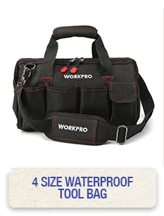 WORKPRO 600D сумка для инструментов на плечо с центральным лотком Водонепроницаемые Наборы инструментов Сумки Карманы для электронных сумок