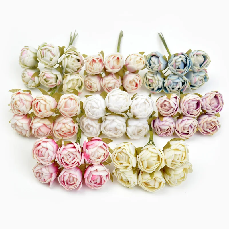 Искусственные цветы 6 шт./лот новый фланелевый букет из розового чая свадебное