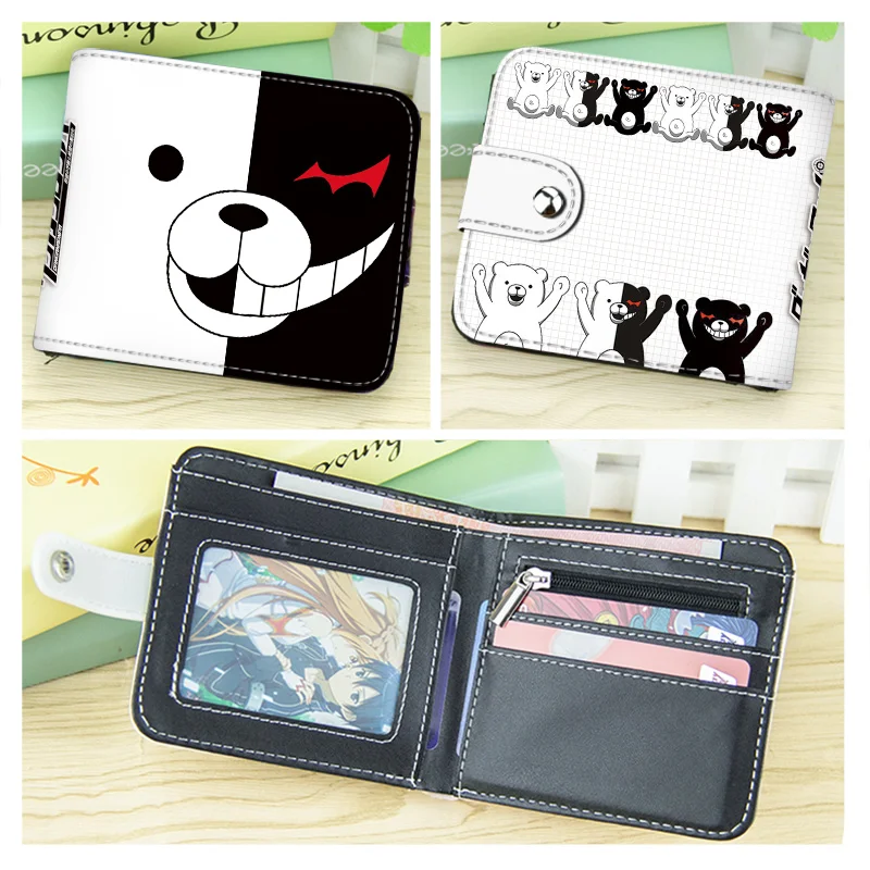 

Аниме Monokuma Danganronpa короткий бумажник на кнопке складной кошелек на молнии