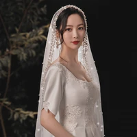 stunning ivory wedding veil with pearls new arrival free shipping bridal veils