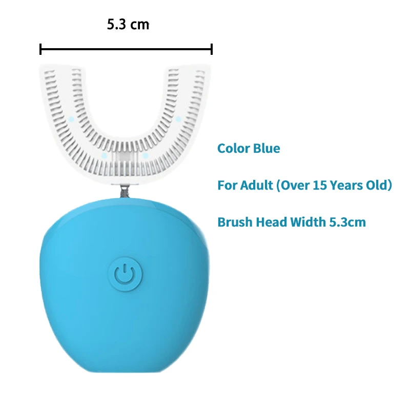 Adult Blue 360 звуковая электрическая зубная щетка для детей и взрослых, автоматическая электрическая зубная щетка для детей, u-образная щетка, холодный светильник, отбеливатель зубов - Цвет: Adult Blue