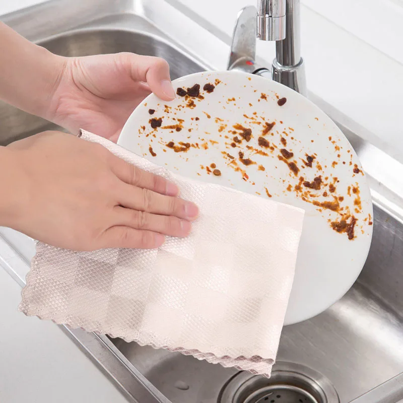 

5 шт./компл. ткань для мытья посуды из микрофибры кухонное антипригарное полотенце для ослабления жира весы для рыбы клетчатая ткань Бытовая...