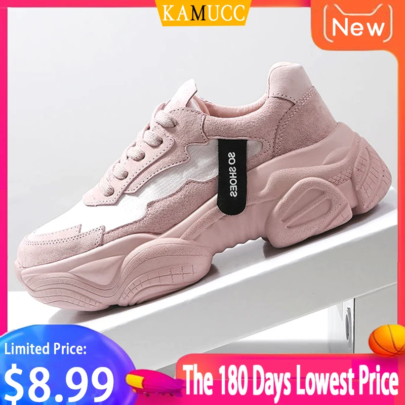 Женские кроссовки на платформе KAMUCC черные спортивные весна осень 2020|Женские и