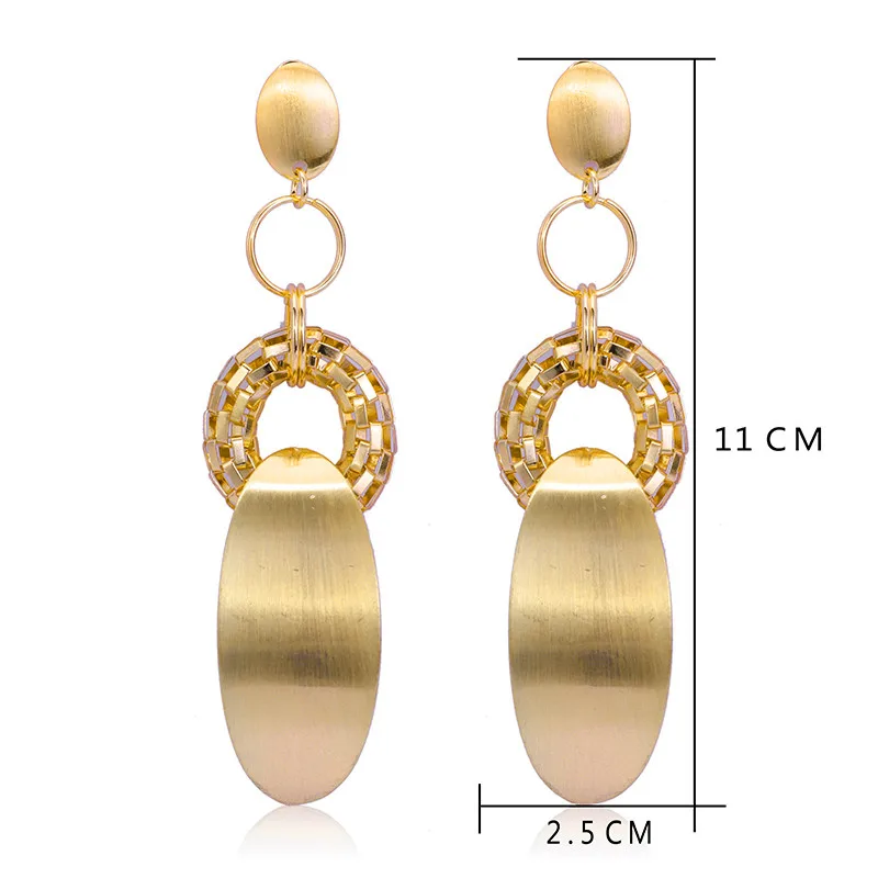 

Nice Dubai Gold Long Drop Dangle Earrings for Women Wedding Quality Geometric Cucurbit Temple Brazilian Drop Dangle Earrings
