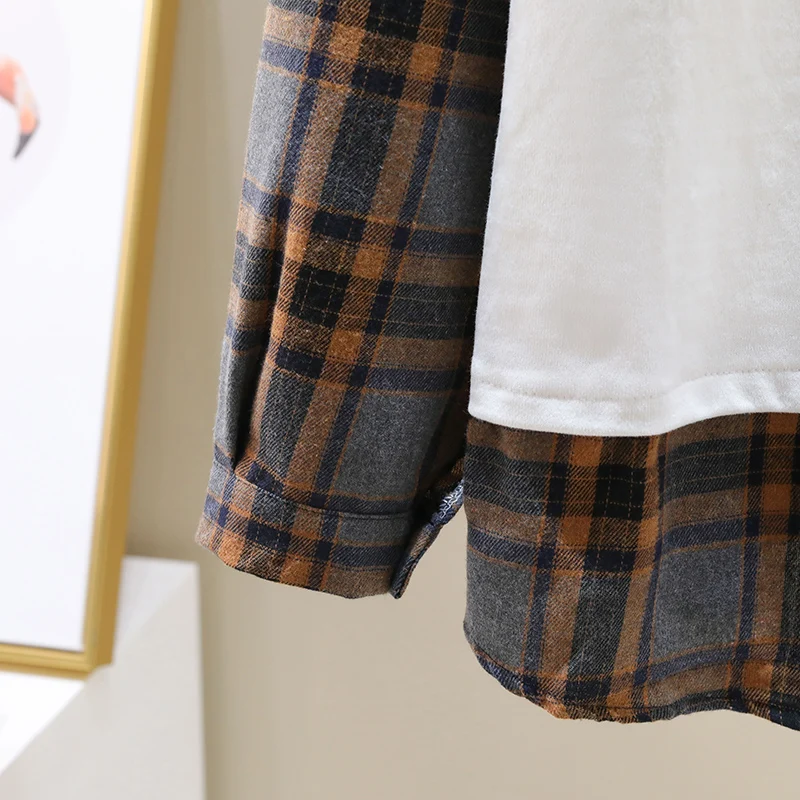 

Women's Shirts 2020 Autumn Long Sleeves Turn Down Collar Patchwork Plaid Shirt Ladies Female Blouse Tops Blusas A3958