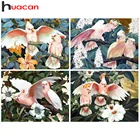 Huacan полная квадратная алмазная живопись попугай розовый 5d Diy Алмазная вышивка Мозаика Цветок Дерево животных Стразы картины Кристальное искусства