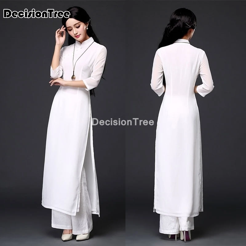 Традиционное китайское платье 2021 Вьетнам аозай Ципао платья из хлопка и льна