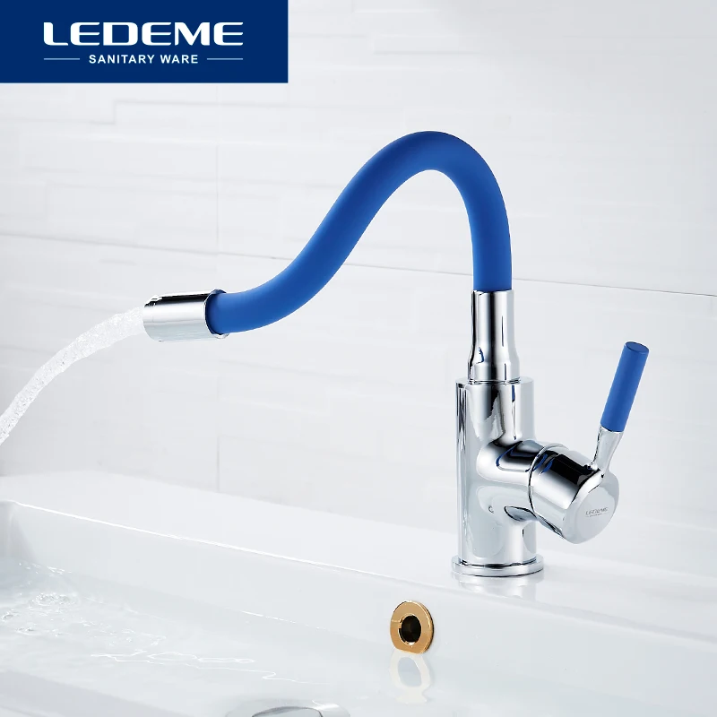 Смеситель для раковины в ванной LEDEME крепление на раковину одно отверстие