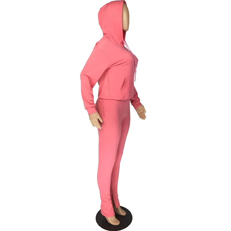 

Autumn SportySuit Hooded Sweater Pants Solid Color Sports Two-piece Sets for Women European and American Clothing