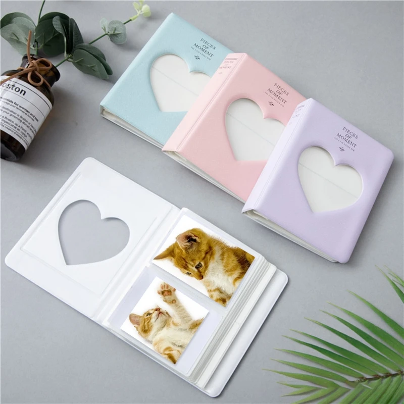 

64 Pockets PVC Photo Album 3 Inch Heart Interstitial Case for Name Card Storage