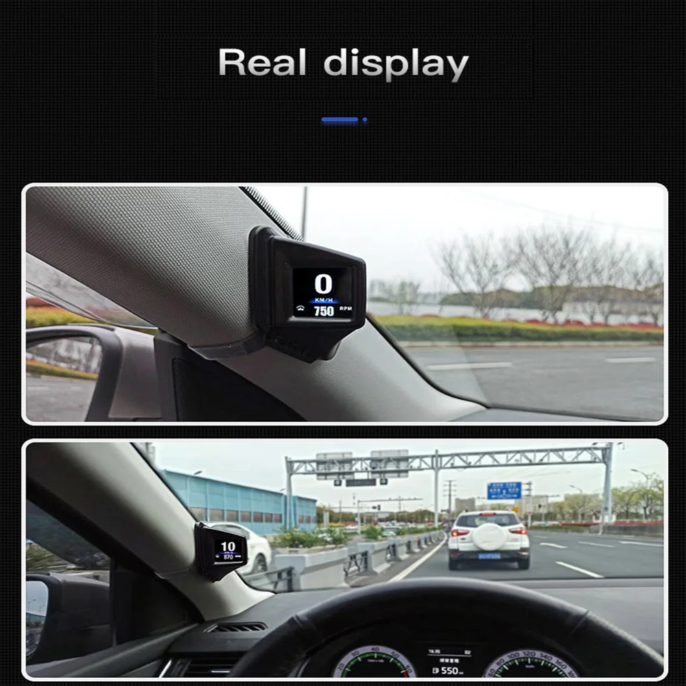 

2021 Upgraded HUD GADGET Smart Vision On-board Computer 100% Compatible OBD2+GPS Dual System A-pillar trim Install RPM MPH / KMH