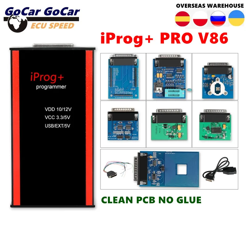 Программатор iProg Pro V86 Полные Адаптеры без клея чистая печатная плата замена Carprog