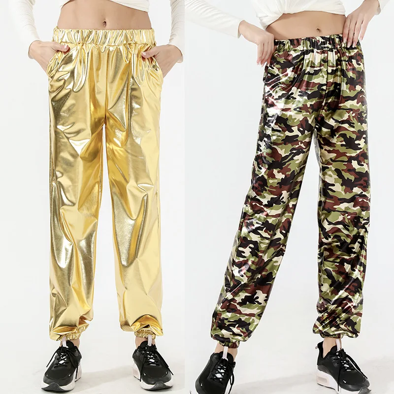 Стильные брюки из искусственной кожи в стиле хип хоп Женские модные с эластичной