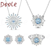 fashion jewelry swa new fashion jewelry exquisite blue sunflower set crystal lady necklace romantic gift name necklace