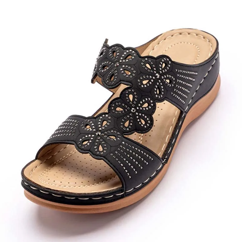 

Women Sandals Ladies Flower Shoes Woman Sandals Slip On Women's Hollow Soild Color Sandal Women Open Toes Female Slides Shoes