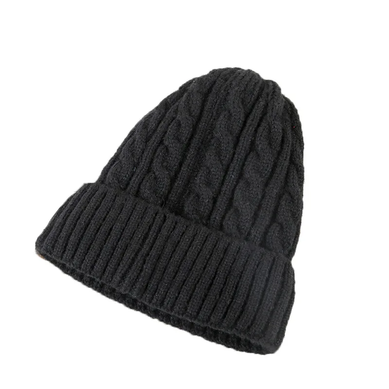 

New Winter Mohair Adult Ladies Plus Velvet Knitted Wool Hat Curling Cap Ear Protection Warm Knitted Hat