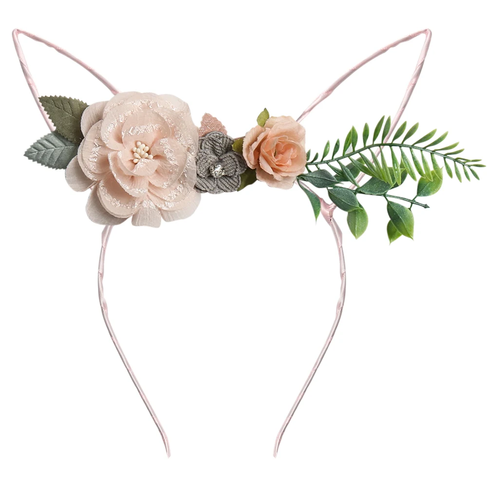 65 IBOWS Hair Accessories Lovely Baby Headband Fake Flower Nylon Hair Bands For Kids Artificial Floral Elastic Head Bands Headwear - Цвет: 65