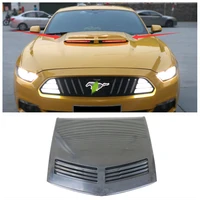 for ford mustang 2015 2016 2017 with led light high quality abs black front bumper engine hood vent cover decorative