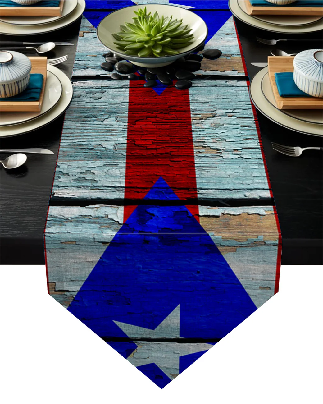 Флаг Пуэрто Рико ретро деревянное зернистое оформление семейный обеденный стол