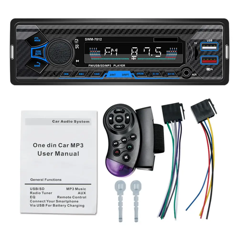

Автомобильный стерео MP3-плеер, 12 В, с Bluetooth, FM-радио, S, D, USB, AUX, mp3-плеер, автомобильная электроника