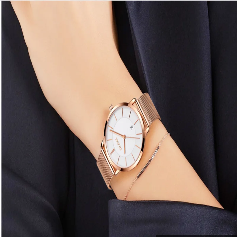 

Часы наручные женские ультратонкие, модные простые водонепроницаемые с кожаным ремешком из нержавеющей стали, подарок для женщин