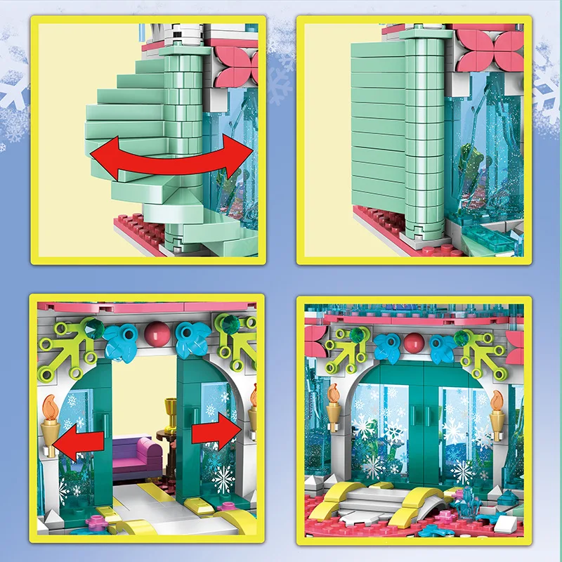 

Mailackers Friends For Girls Princess Magical Ice Castle Palace Figures Building Blocks Friends House Carriage Toys For Children